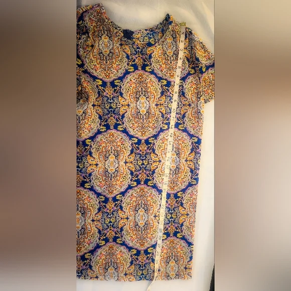Mika & Gala Paisley Multucolor Print Midi Tunic Style Dress, 8 Medium - Picture 6 of 6